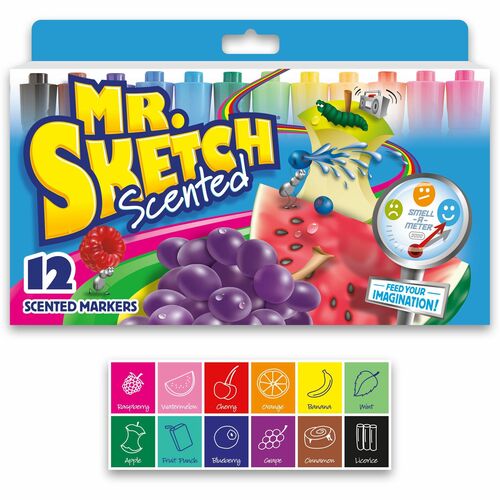 Newell Brands  Scented Marker, Bevel-Tip, Nontoxic, 12/ST, Assorted