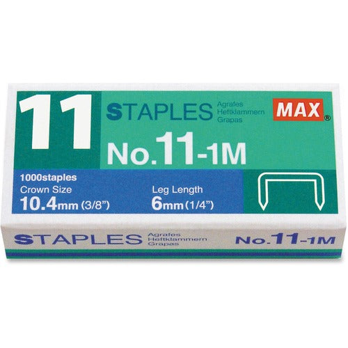 Max USA  Replace Staples, No. 11-1M, 1/4" Long, 50/Strip, 1000/BX, SR