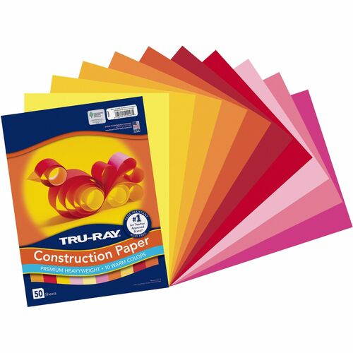 Pacon  Construction Paper, 76 lb, 9"x12", 50/PK, Warm Ast
