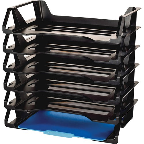 Officemate  Side Load Tray, Stackable, Ltr, 15-1/8"x8-7/8"x15", 6/PK, BK