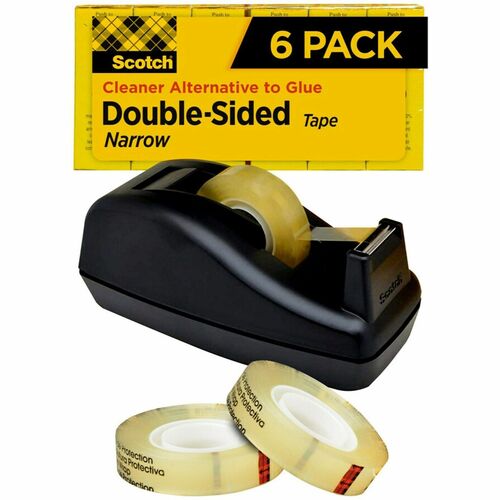 3M  Double-sided Tape, 1"Core, 1/2"x900", 6/PK, Clear