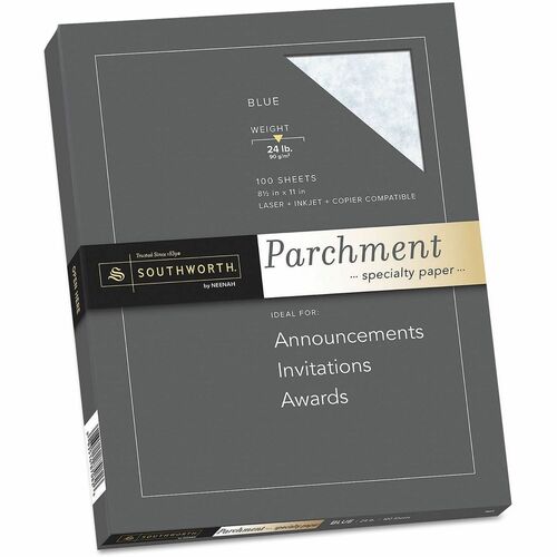 Southworth  Specialty Parchment Paper, 24Lb., 8-1/2"x11", 100/BX, Blue