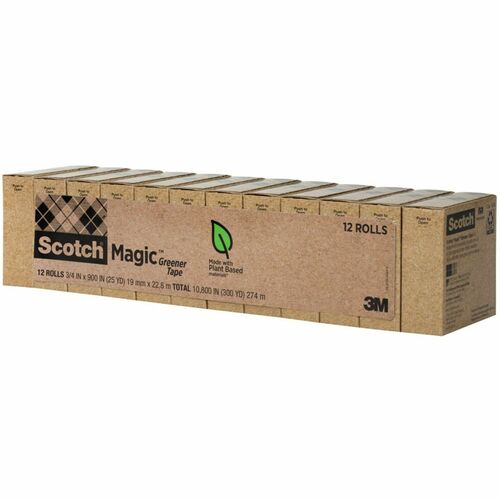 3M  Magic Tape, Greener, 3/4"x900", 12RL/PK, Clear