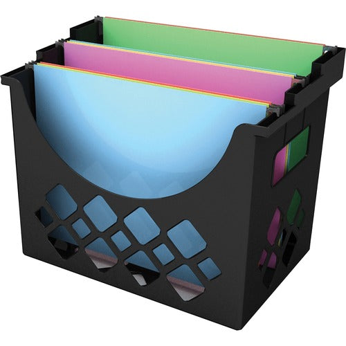 Deflecto  Hanging File Holder, 3 Compartments, 9.6"x8.5"x13.25", Black