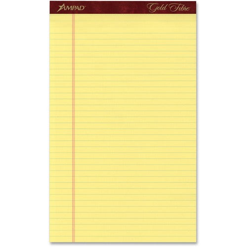 Tops  Writing Pads, Legal-Rld, 50 Shts, 8-1/2"x14", 12/DZ, Canary