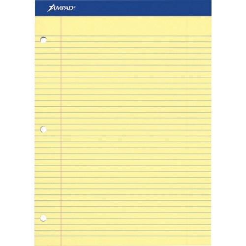 Tops  Dble Sheet Pad, Legal Rule,3-Hole,100 Sht,8-1/2"x11-3/4",CY