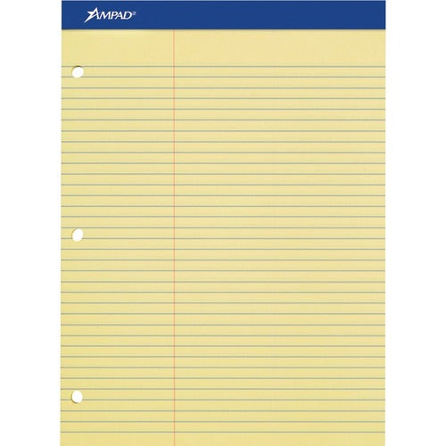 Tops  Dble Sheet Pad, Law Rule,3-Hole, 100 Sht,8-1/2"x11-3/4",CY