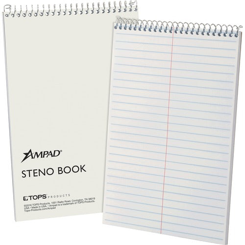Tops  Steno Book, 15 lb., Gregg Ruled, 70 Sheets, 6"x9", White