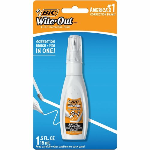 Bic  Wite-Out 2 In 1 Correction Fluid, 15ml, White