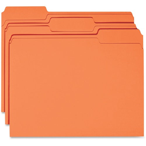 Business Source  Color File Folder, 1/3 Cut, 100/BX, Orange