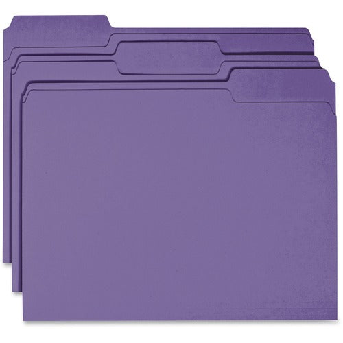 Business Source  Color File Folder, 1/3 Cut, 100/BX, Purple