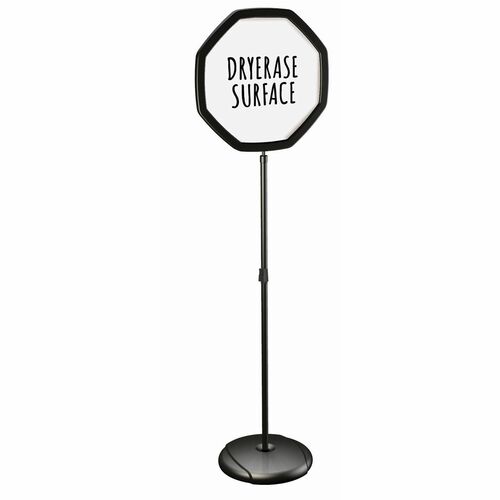 Bi-silque  Floor Sign,Dry-Erase,Magnetic,Octagon,25"x17",43"-63"H,BK