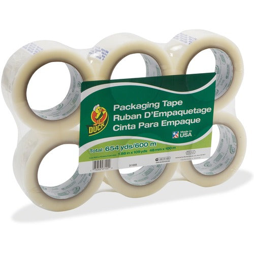 Duck Brand  Commercial Packing Tape, 1.9mil, 1.88"x110Yd, 6RL/PK, Clear-DUC240054