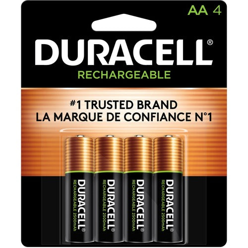 Duracell U.S.A.  Batteries, Rechargeable, w/Duralock, AA, 4/PK, BK/GD-DURNLAA4BCD