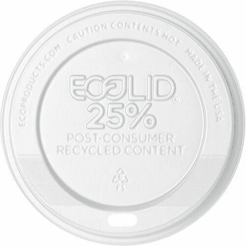 Eco-Products  Rcyld Hot Cup Lid, f/10-20oz., 1000/CT, White-ECOEPHL16WR