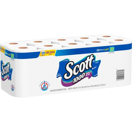 Kimberly-Clark Professional  Bathroom Tissue, 1-Ply, 1000Sht, 20RL/PK, White