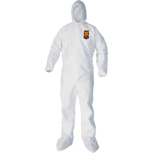 Kimberly-Clark Professional  Coveralls,w/Boots/Elastic Wrists/Ankle/Hood,M,25/CT,White