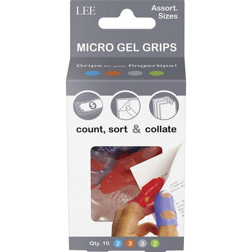 Lee  Micro Gel Finger Grips, Assorted Sizes, 10/PK, AST
