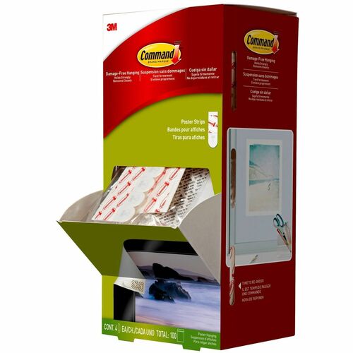 3M  Poster Strips, 3/4"x2-1/8", 4-Packet,100/CT, White