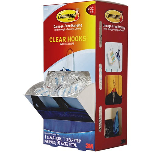 3M  Command Clear Hooks, 50/PK, Clear