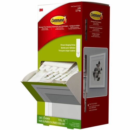 3M  Poster Strips, 3/4"x2-3/4", 50/CT, White