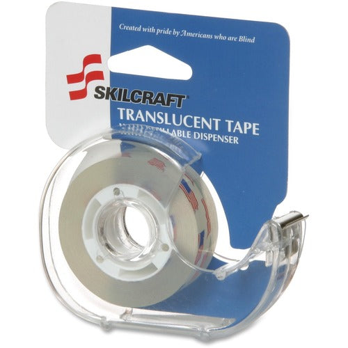 SKILCRAFT  Tape Dispenser, Refillable, Glossy Tape, 3/4"x36 yrd,Clear