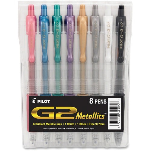 Pilot  Gel Pens, Metallic, 0.7mm, 8/PK, Assorted