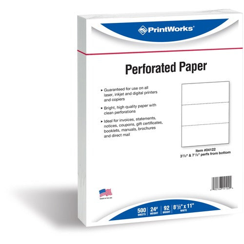Docugard  Office Paper,3-2/3" & 7-1/3" Perf,8-1/2"x11",24lb,500/RM,WE