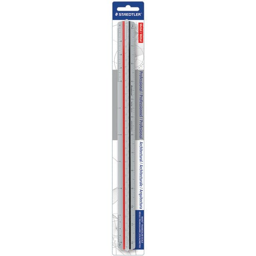 Staedtler  Architects Triangular Scale, Mars, ALM, 12", Silver