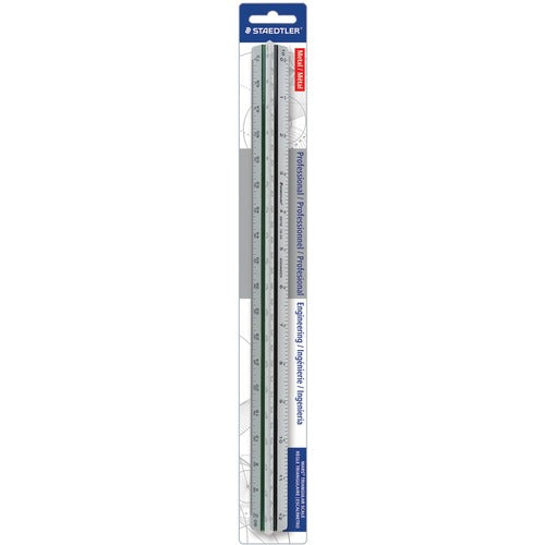 Staedtler  Engineers Pro Triangular Scale, Mars, ALM, 12", Silver