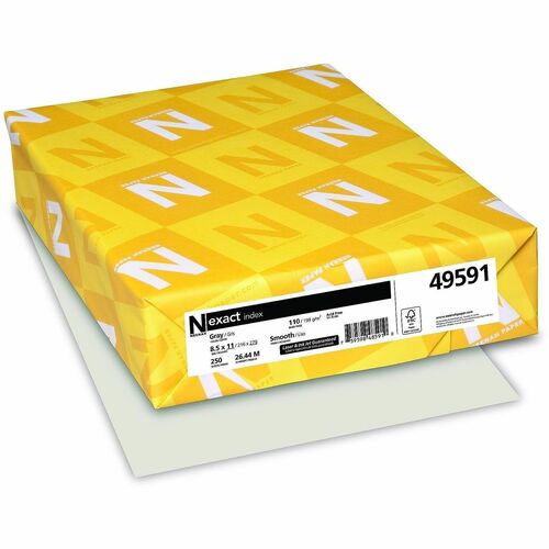 Wausau Papers  Index Cardstock, 110lb, 8-1/2"x11", 250/PK, Gray