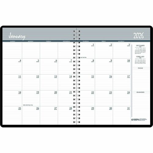House Of Doolittle  Monthly Planner, Rld, 24Mth, 8-1/2"x11", Black-HOD262002