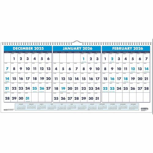 House Of Doolittle  3-Mth Wall Calendar, 14Mths Dec-Jan, 23-1/2"x12", Multi-HOD3648