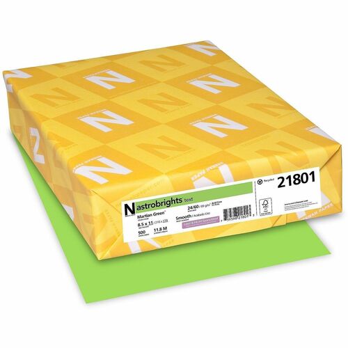 Wausau Papers  Copy Paper,24 lb,8-1/2"x11",500 Sheets,Martian Green