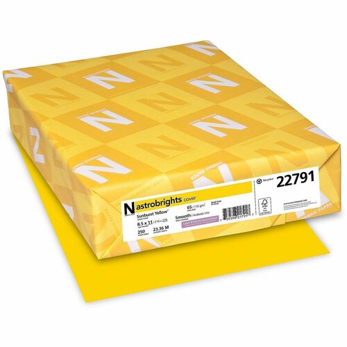 Wausau Papers  Cardstock, 65 lb, 8-1/2"x11", 250/PK, Sunburst Yellow