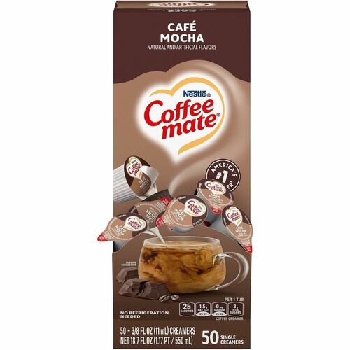 Nestle USA  Creamer, Liquid, 0.38 oz Singles, 50/BX, Cafe Mocha