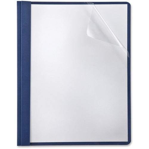 Oxford  Report Covers, Clear Linen Front, 1/2" Capacity, 5/PK,Navy