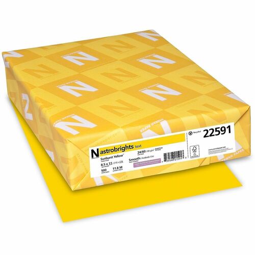 Wausau Papers  Copy Paper,24 lb,8-1/2"x11",500 Sheets,Sunburst Yellow