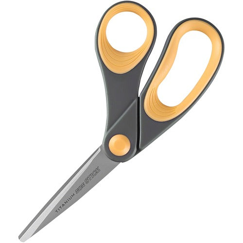 SKILCRAFT  Titanium Scissors, 8", Bent, Gray/Yellow