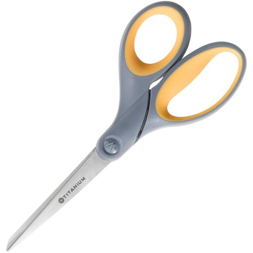 SKILCRAFT  Titanium Scissors, 7", Straight, Gray/Yellow
