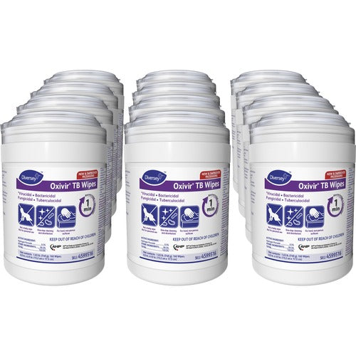 Diversey Care  Disinfectant Wipes, 6"x7", 160 Wipes/Canister, 12/CT, White-DVO4599516CT