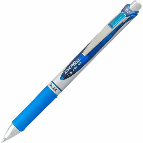 Pentel  Gel Pen,Retractable,Metal Tip,0.7mm,1 DZ,Blue Barrel/Ink