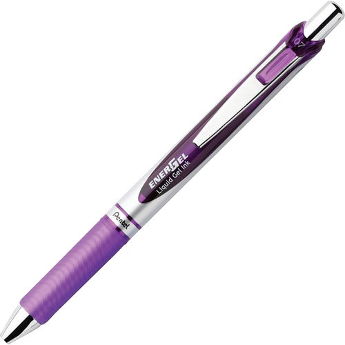 Pentel  Gel Pen,Retractable,Metal Tip,0.7mm,1 DZ,Violet Barrel/Ink