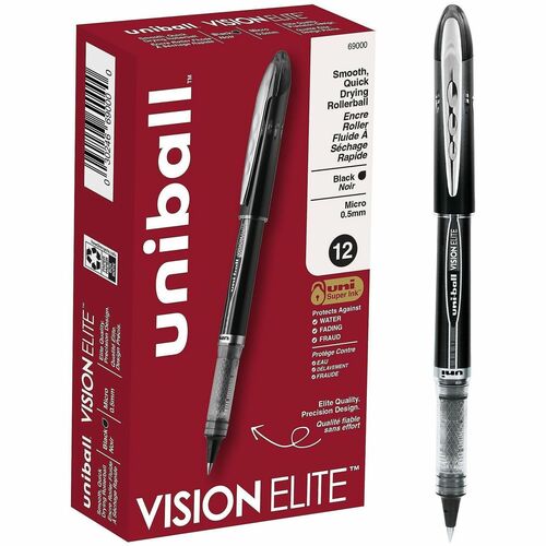 uni-ball Corporation  Rollerball Gel Pen, Refillable, Micro Pt,.5mm,BK Ink