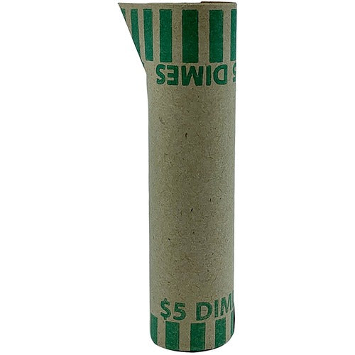 PAP-R Products  Tubular Coin Cart, Dimes, 1000/BX, Green