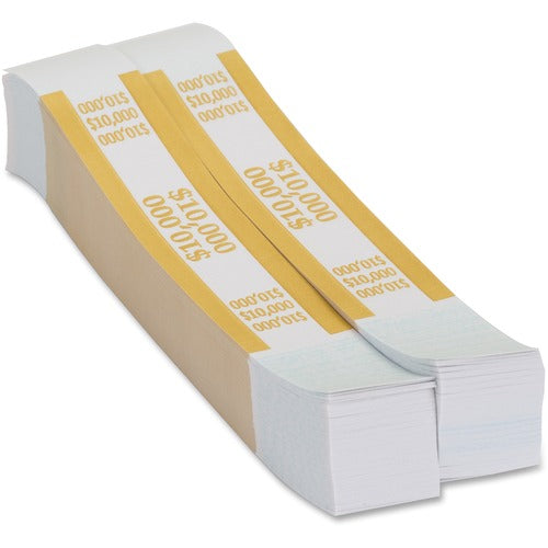 PAP-R Products  Currency Strap, 10000 Dollars, 1000/PK, Yellow/Kraft