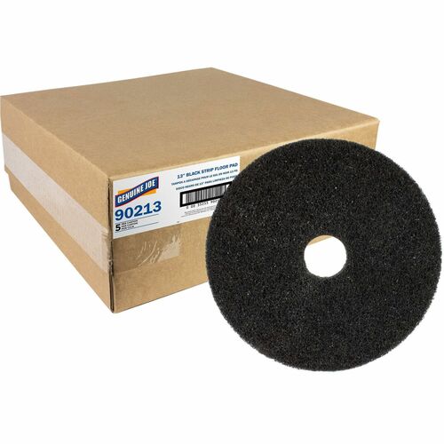 Genuine Joe  Floor Pads, f/Heavy-duty Stripping, 13", 5/CT, Black-GJO90213
