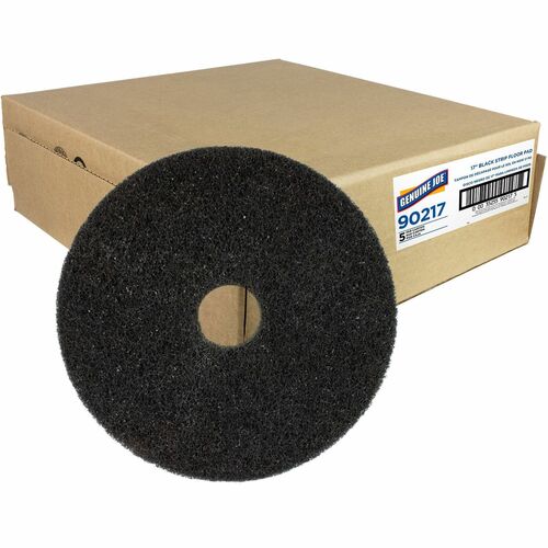 Genuine Joe  Floor Pads, f/Heavy-duty Stripping, 17", 5/CT, Black-GJO90217