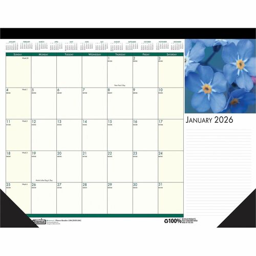 House Of Doolittle  Deskpad, Compact, 1PPM, 12Mths Jan/Dec, 18-1/2"x13", FLRL-HOD1596