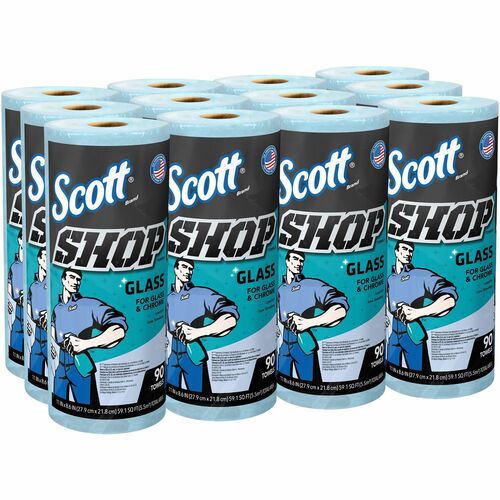 Kimberly-Clark Professional  Glass Towels, Scott, 90 Shts/RL, 12RL/CT, Blue
